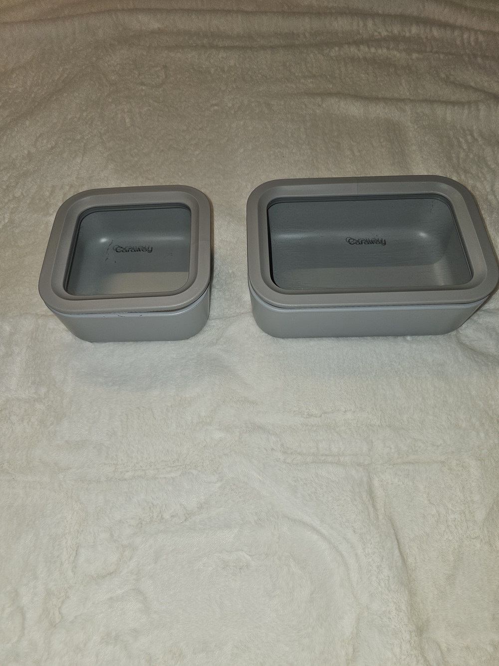 Caraway Gray Food Storage Ceramic Covered Glass Container Set - 2-Piece